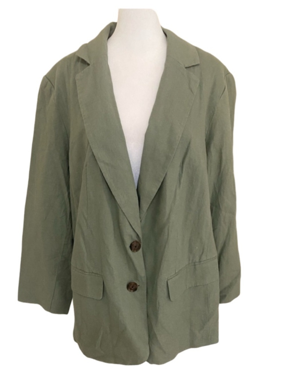 A.New.Day Classic Olive Green Women's Blazer Jacket. NWT. Size XXL. Linen Blend